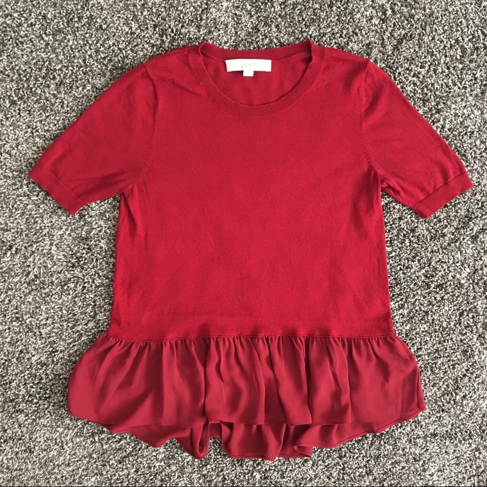 CLOSET CLOSING 8/26! LOFT maroon short sleeve top
